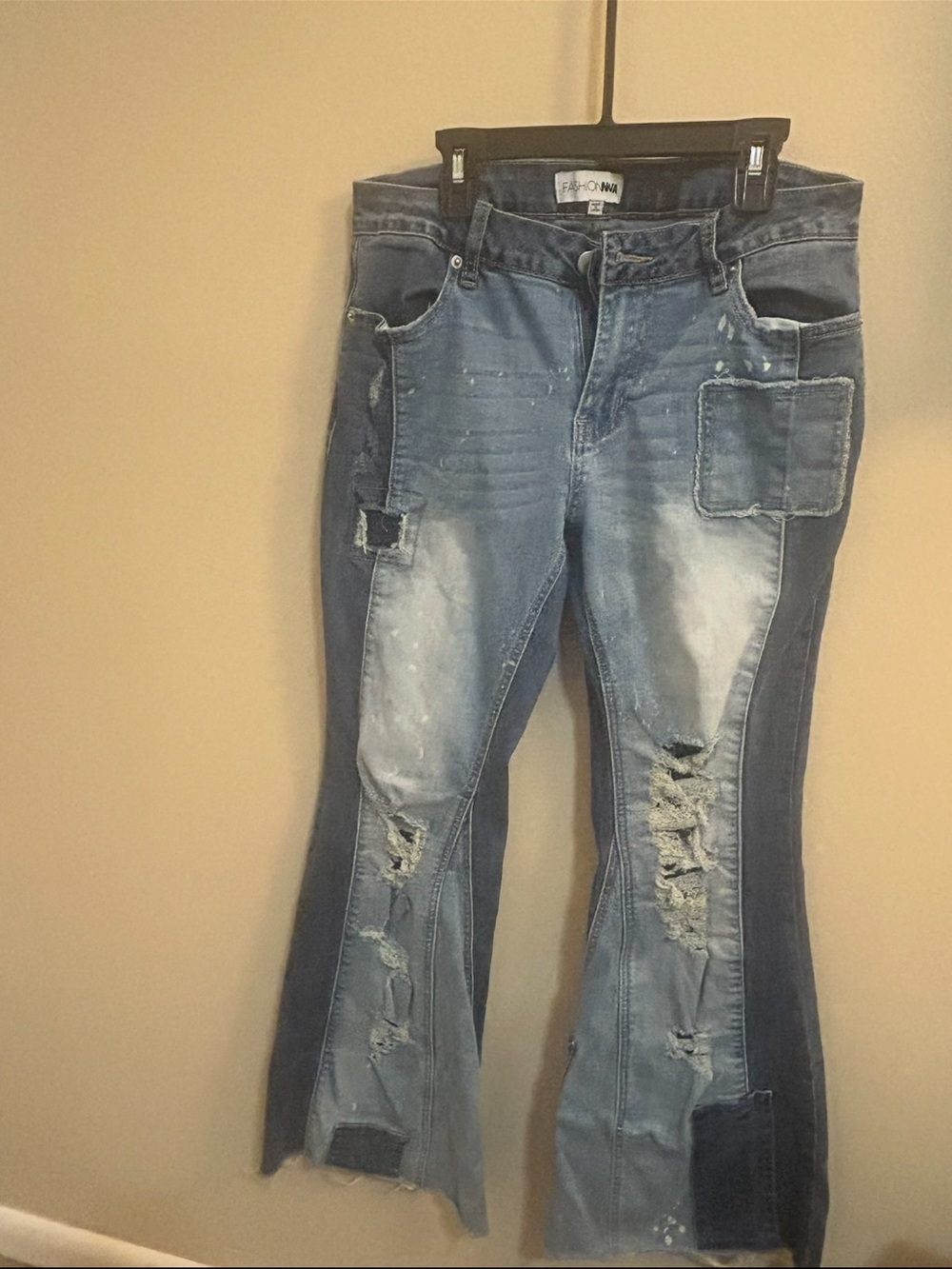 Distressed Two-Tone Blue Women's Jeans